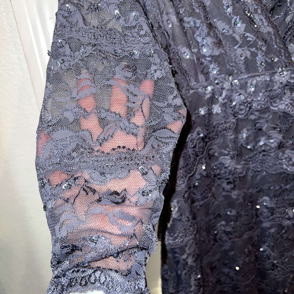 Cache Cocktail Dress Size 10 Gray lace Sequins & Beads EUC wore once - Picture 10 of 12